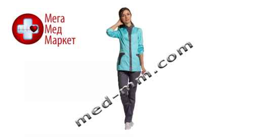 Купить Медицинский костюм Женева женский комбинированный мятный/серый котоновый №1007 цена, характеристики, отзывы